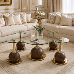 طقم طاولات  كنب بسطح زجاج-5قطع - 2A2KK500142 