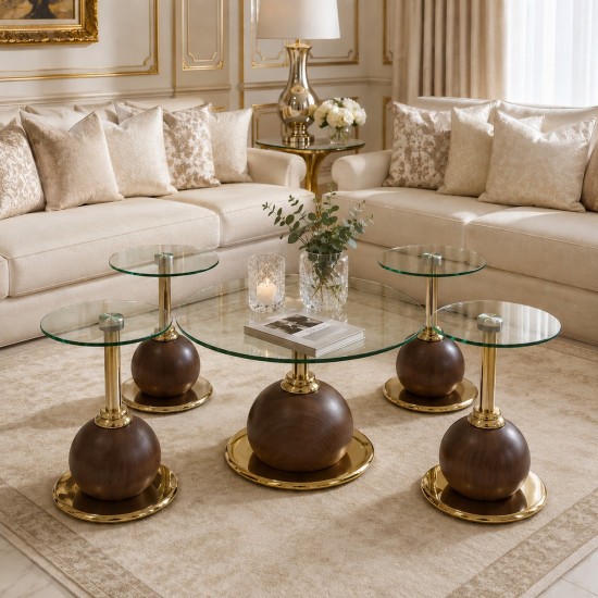 طقم طاولات كنب بسطح زجاج-5قطع - 2A2KK500142 طقم طاولات كنب بسطح زجاج-5قطع - 2A2KK500142