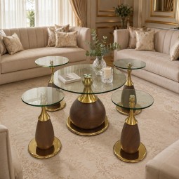 طقم طاولات  كنب بسطح زجاج-5قطع - 2A2KK500148