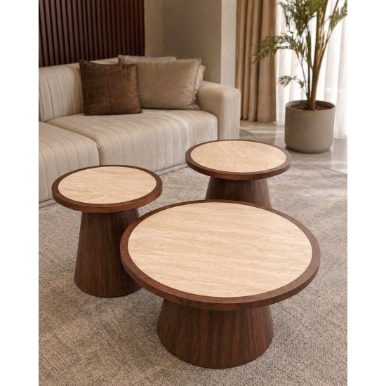 طقم طاولة خشب بتصميم فاخر - 3 قطع - 2UU2-B03-126