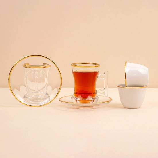 Clear Coffee and Tea Cup Set - 36 Pieces - 2S1TT200382