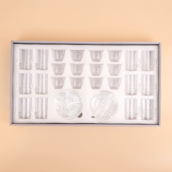 Transparent coffee and tea cup set - 36 pieces - 2S1TT200393
