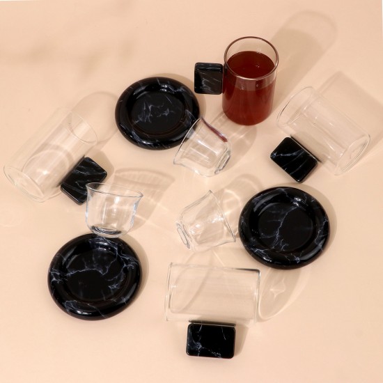 Coffee and tea cup set with plastic bases - 18 pieces - 2M1TT200219