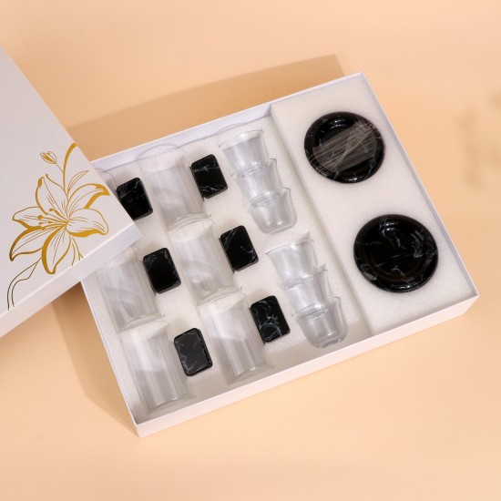 Coffee and tea cup set with plastic bases - 18 pieces - 2M1TT200219