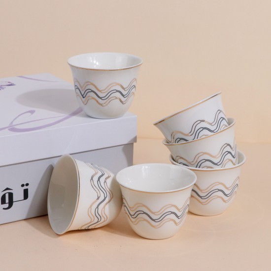 طقم فناجيل قهوة بتصميم مميز - 12 قطعة - 2S1MM100372