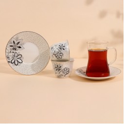  طقم فناجين شاي و قهوة مزخرف بنقوش زهور - 36 قطعة -2S1MM100377