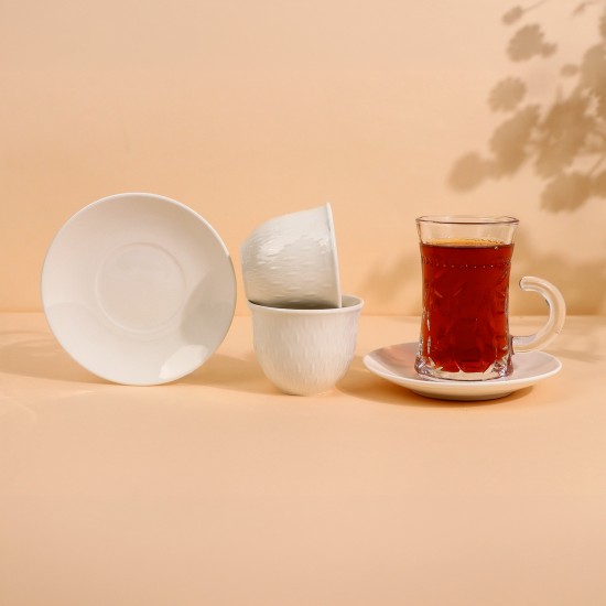 طقم فناجيل قهوة وشاي بتصميم مميز - 36 قطعة - 2S1MM100451