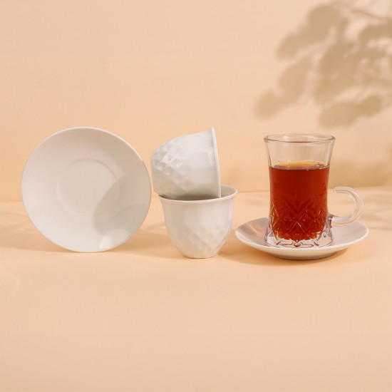 طقم فناجيل قهوة وشاي بتصميم مميز - 36 قطعة - 2S1MM100452