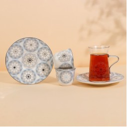 طقم فناجيل قهوة وشاي مميز وانيق - 18 قطعة -2S1MM100508