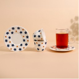 Floral patterned coffee and tea cup set - 36 pieces - 2S1TT100269
