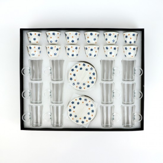 Floral patterned coffee and tea cup set - 36 pieces - 2S1TT100269