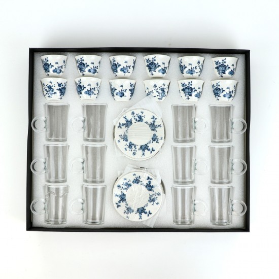 Floral patterned coffee and tea cup set - 36 pieces - 2S1TT100271
