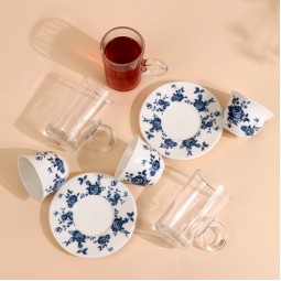 Floral patterned coffee and tea cup set - 36 pieces - 2S1TT100271