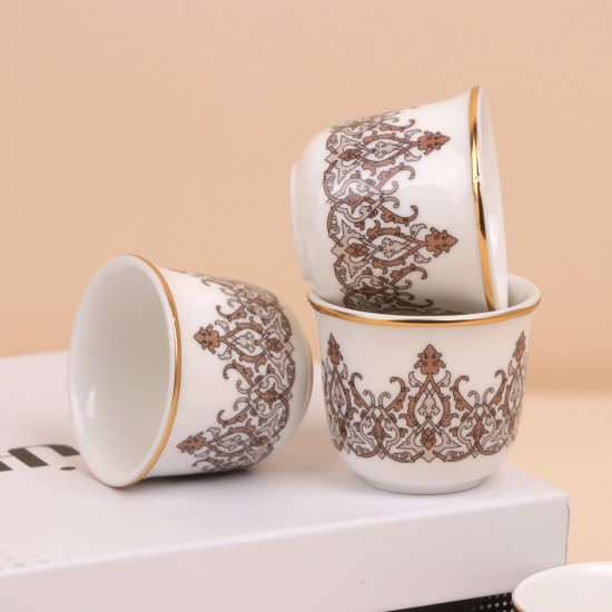 طقم فناجيل قهوة بتصميم مميز أبيض- 12 قطعة - 2S1TT100343