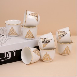 طقم فناجيل قهوة بتصميم مميز  أبيض- 12 قطعة - 2S1TT100345