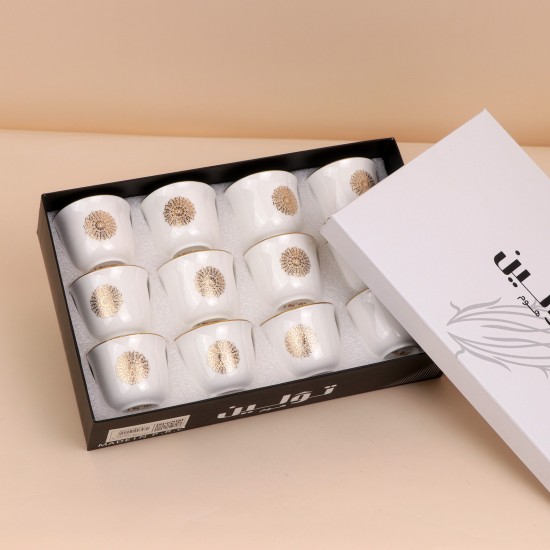 Uniquely designed white coffee cup set - 12 pieces - 2S1TT100347