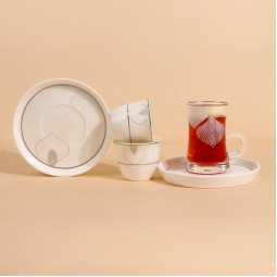 طقم كاسات شاي و قهوة بتصميم فاخر - 18 قطعة - 2S1TT500095
