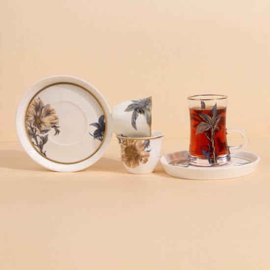 Luxury design tea and coffee cup set - 18 pieces - 2S1TT500096