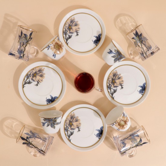 Luxury design tea and coffee cup set - 18 pieces - 2S1TT500096