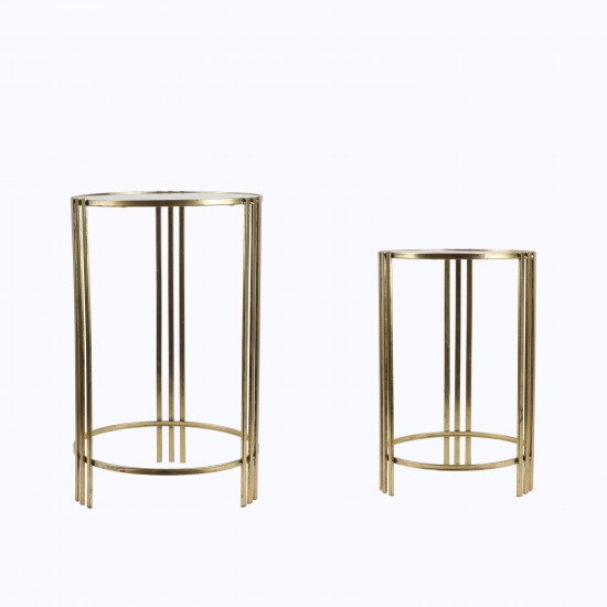2-piece metal table set with mirrored top - 2A2KK500010