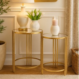 طقم طاولات 2 قطعه معدن بسطح مرايا - 2A2KK500010