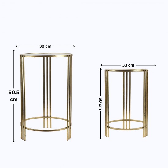 2-piece metal table set with mirrored top - 2A2KK500010