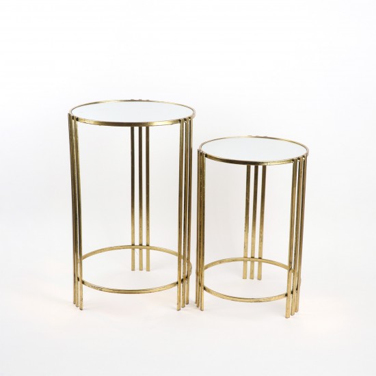 2-piece metal table set with mirrored top - 2A2KK500010