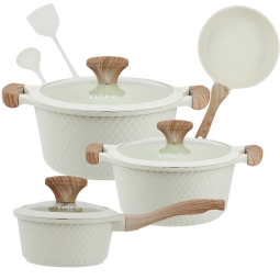 Creamy Granite Cookware Set - 10 Pieces