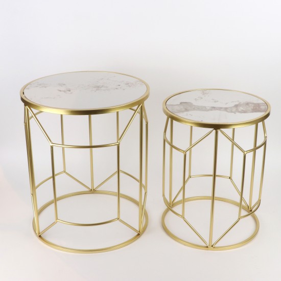 2-piece metal table set with ceramic top - 2UU2-B01-020