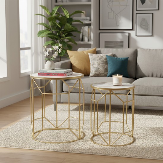 2-piece metal table set with ceramic top - 2UU2-B01-020
