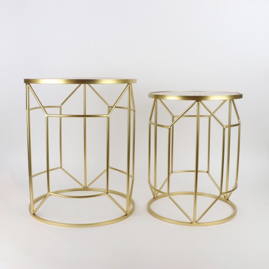 2-piece metal table set with ceramic top - 2UU2-B01-020