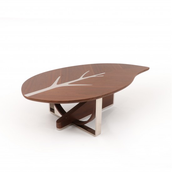 طقم طاولات خشبية و قاعدة استيل فضي بتصميم مودرن - 2UU2-B03-095