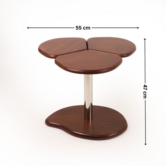 طقم طاولات خشبية و قاعدة استيل فضي بتصميم مودرن - 2UU2-B03-095