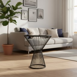 طاولة جانبية دائرية معدنية لون اسود بسطح زجاج - 2UU2-B66-042 طاولة جانبية دائرية معدنية لون اسود بسطح زجاج - 2UU2-B66-042