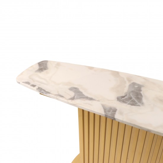 140cm Marble Console Table with Gold Steel Base - 2UU2-C01-010