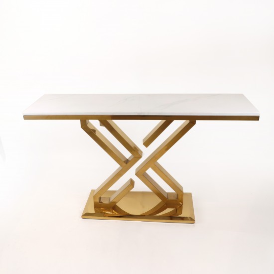 140cm Marble Console Table with Gold Steel Base - 2UU2-C01-013