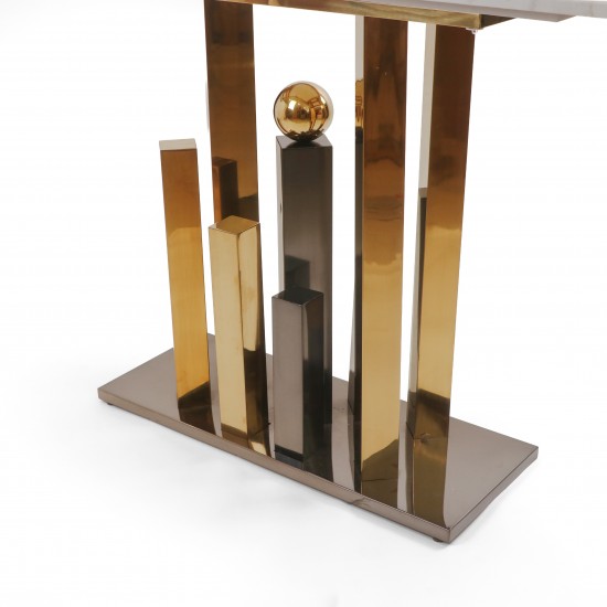 Marble console table with gold and black steel base, 140 cm - 2UU2-C01-018