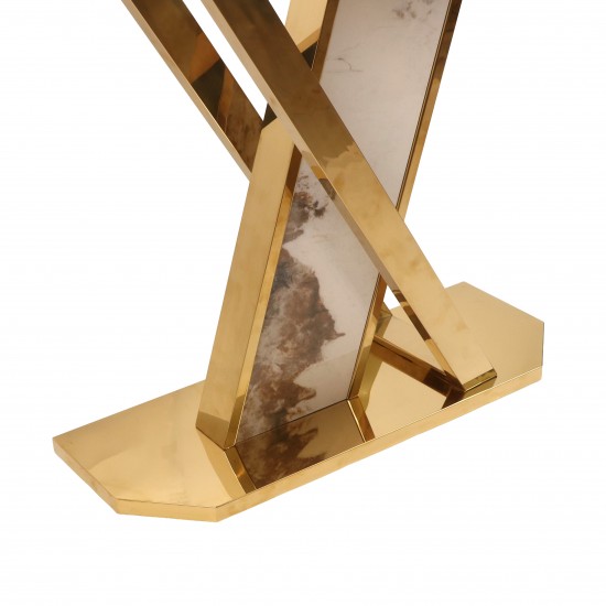 140cm Marble Console Table with Gold Steel Base - 2UU2-C01-029