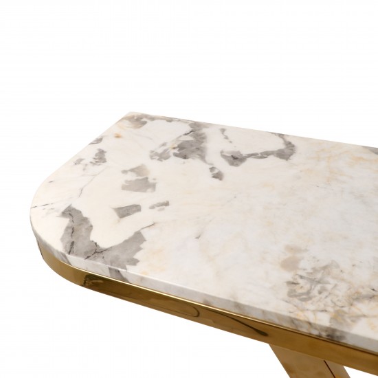 140cm Marble Console Table with Gold Steel Base - 2UU2-C01-029