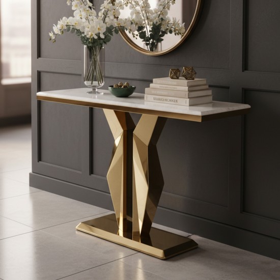Console table with gold steel marble top, 140 cm - 2UU2-C01-079