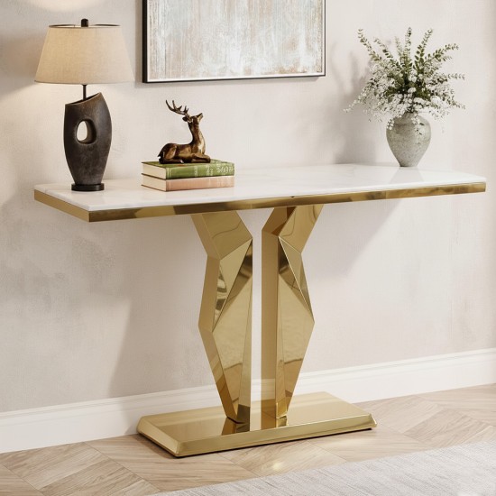 Console table with gold steel marble top, 140 cm - 2UU2-C01-079