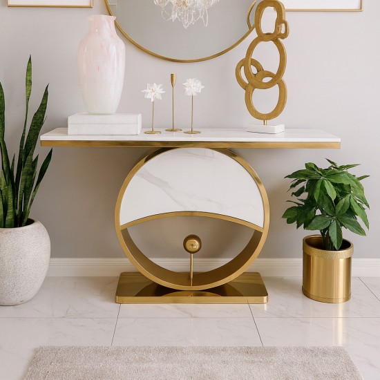 Console table with gold steel marble top, 140 cm - 2UU2-C01-080 Console table with gold steel marble top, 140 cm - 2UU2-C01-080