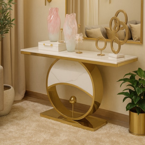 Console table with gold steel marble top, 140 cm - 2UU2-C01-080 Console table with gold steel marble top, 140 cm - 2UU2-C01-080