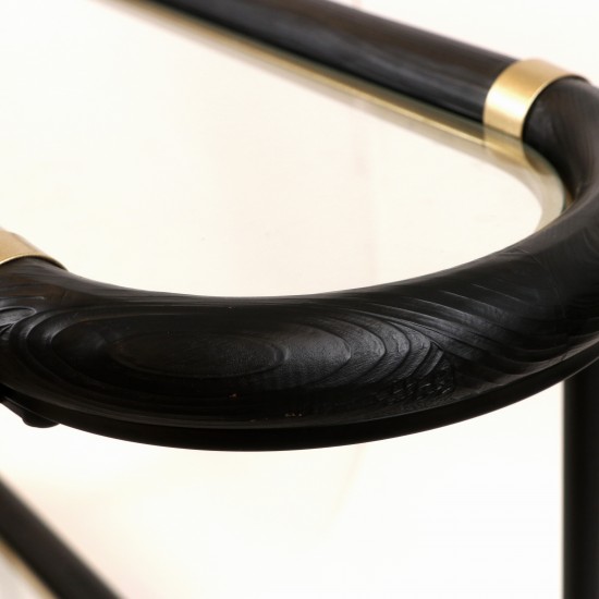 طاولة كونسول زجاجية دورين بإطار أسود وذهبي مقاس 130 سم - 2UU2-C03-016