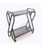 Black serving cart with a metal design and black glass - 2UU2-D05-015