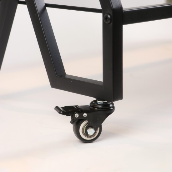 Black serving cart with a metal design and black glass - 2UU2-D05-015