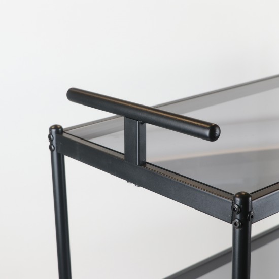 Black serving cart with a metal design and black glass - 2UU2-D05-021 Black serving cart with a metal design and black glass - 2UU2-D05-021