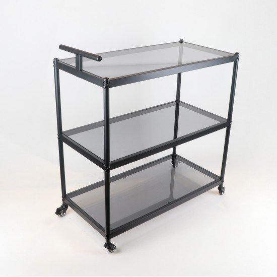 Black serving cart with a metal design and black glass - 2UU2-D05-021 Black serving cart with a metal design and black glass - 2UU2-D05-021