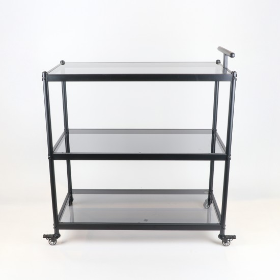 Black serving cart with a metal design and black glass - 2UU2-D05-021 Black serving cart with a metal design and black glass - 2UU2-D05-021