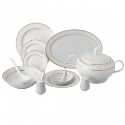 Classic porcelain dining set with an elegant gold frame - 45 pieces